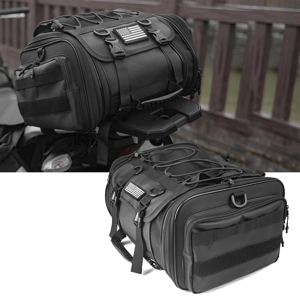 Motorcycle Gear Warehouse - Motorrad-Zubehör 30-45L Erweiterbare Taktische Motorrad-Hecktasche Wasserdichte