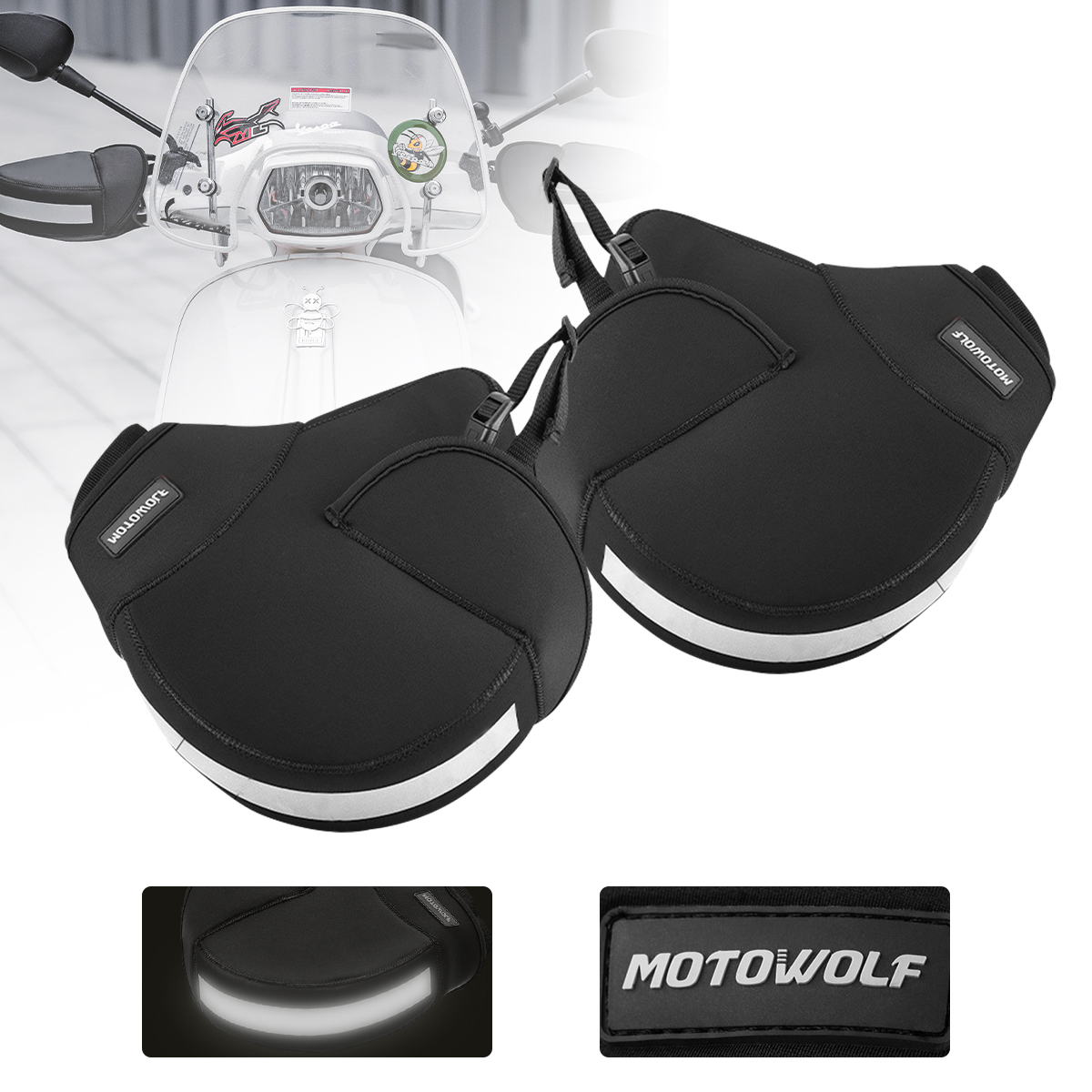 Motorcycle Gear Icon - Winter-Motorrad-Lenkerüberzüge Winddicht Dick Warm Wasserdicht Motorrad-Roller-Lenkerüberzug